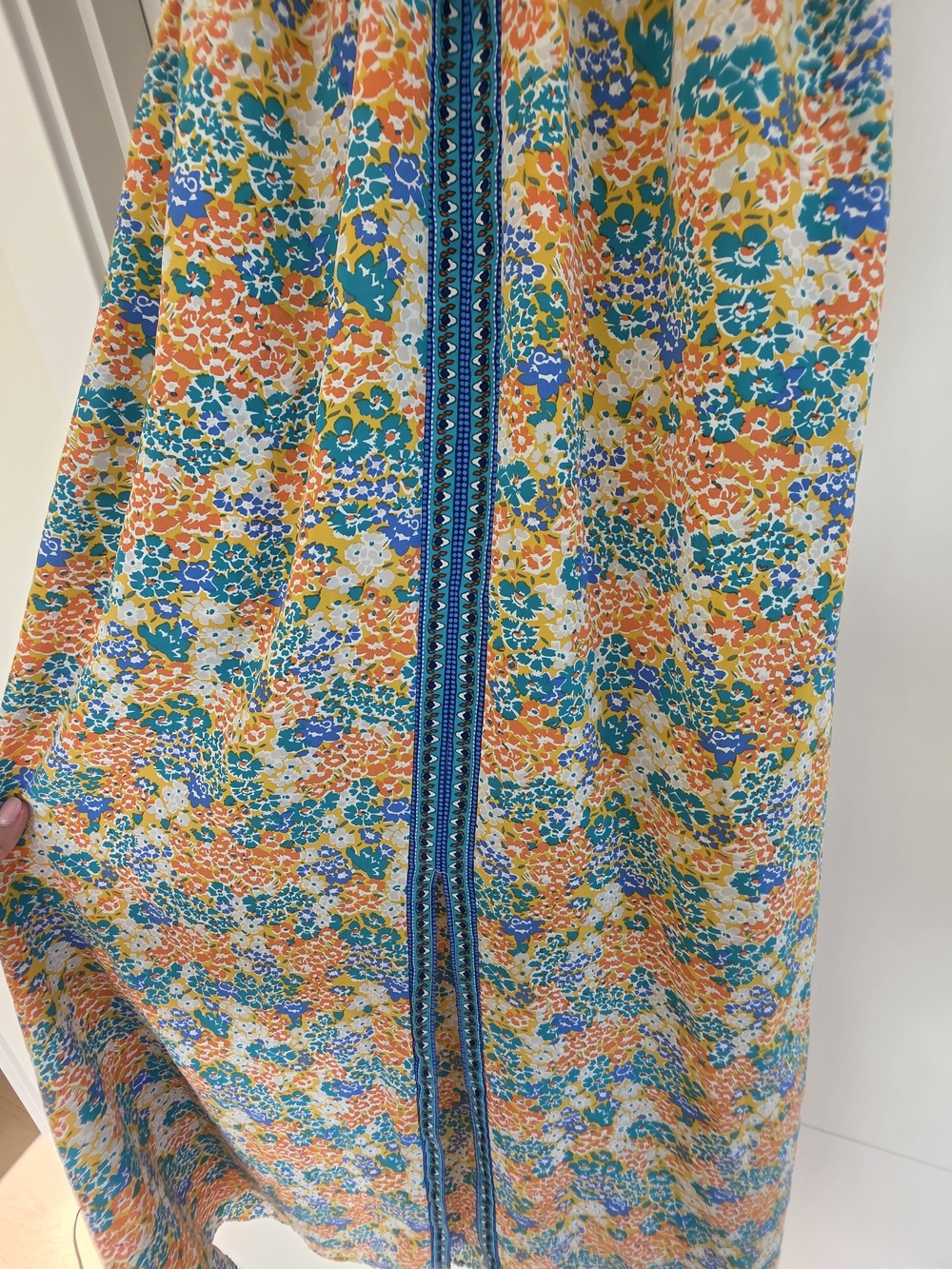 Melloday Women's Floral V-Neck Puff Sleeve Top - Yellow Multi Color Maxi Dress - Picture 3 of 14
